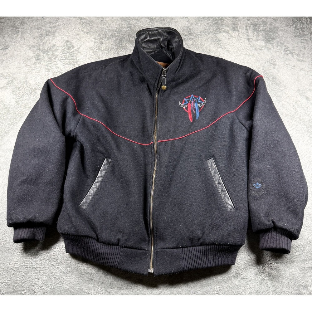 Mid-West Garment Co Jacket Mens M Black Western Steer Skull Embroidered Canada